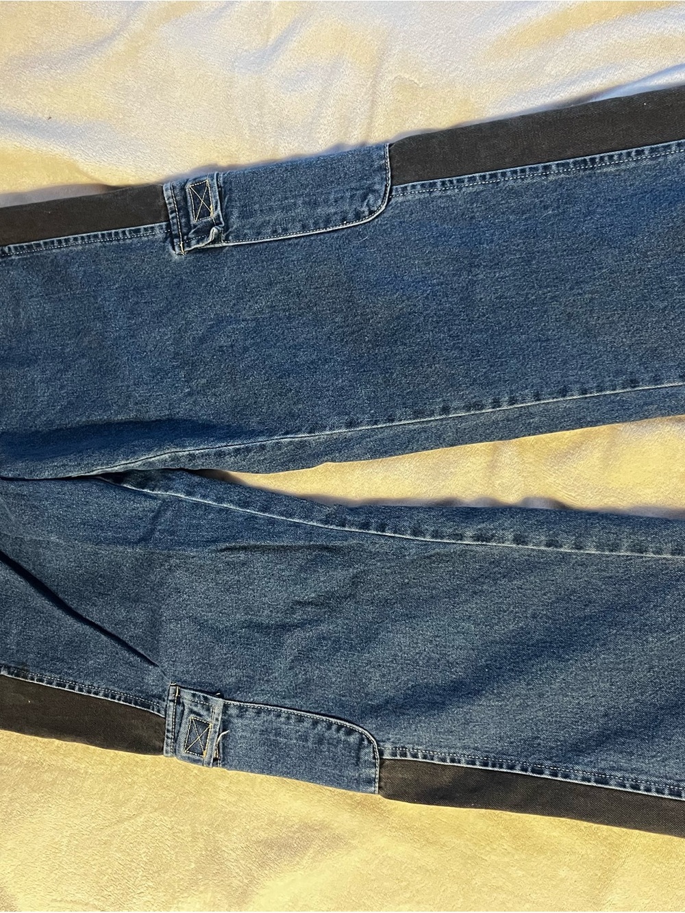Forever 21 Blue Denim Flare Jeans with Black Side Panels
